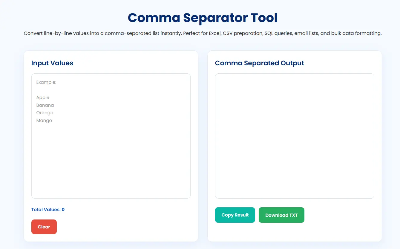 Comma Separator Tool Guide by VICOHI